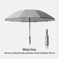 Automatic reverse windproof folding umbrella in mist grey with 105cm canopy diameter - Anti-rebound Mechanical Model / Large (105cm) / Gray