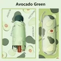 Portable 5-fold mini UV protection umbrella with avocado pattern and matching case - Avocado Green