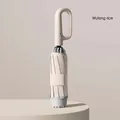 Automatic reverse folding umbrella with ring hook handle in Wutong rice beige color - Ring Buckle Style / Large (105cm) / Sycamore Beige