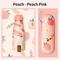 Compact UV protection folding sun umbrella with peach pattern and capsule case - Peach Pink