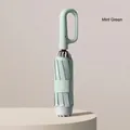 Mint green automatic reverse folding umbrella with a unique ring buckle handle design - Ring Buckle Style / Large (105cm) / Morning Mist Green