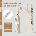 Übergroßer Automatik-Faltschirm mit Karabiner-Zahlenschloss in Cremeweiß-Beige - Zahlenschloss Ring 20 Rippen / Oversized / Indus-Reis