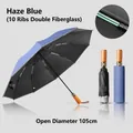 Premium haze blue automatic reverse umbrella with solid wood handle, 105cm open diameter. - 20 Ribs Reverse Reflective Style / Haze Blue