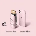 Portable pink capsule sun umbrella with UPF 50+ UV protection and stylish gold handle - Flat 5-Fold 6-Ribs (Light Pink) / UV Protection-Sun & Rain