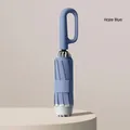 Automatic inverted folding umbrella in haze blue with a unique ring-shaped handle - Ring Buckle Style / Large (105cm) / Haze Blue
