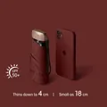 Compact burgundy 6-fold capsule sun umbrella, 18cm size with UPF 50+ UV protection - Flat 5-Fold 6-Ribs (Wine Red)