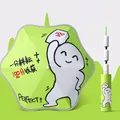 Green cartoon children's umbrella with safe anti-rebound automatic folding mechanism - Safety Anti-Rebound Automatic / Rounded Corners + Reflective Strip / Green Little Man