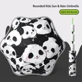 Compact panda print automatic folding umbrella with safety anti-rebound mechanism - Safety Anti-Rebound Automatic / Rounded Corners + Reflective Strip / Panda Home