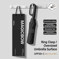 Automatischer schwarzer Faltschirm mit Ringgriff und UPF50+ Sonnenschutz. - Ring-Schnalle 20 Rippen / Oversized / Sternenschwarz