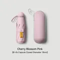 Mini compact capsule umbrella for UV sun protection in cherry blossom pink color - 8-Rib 5-Fold / Glasses Case Style / Light Pink