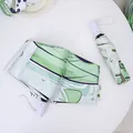 Portable automatic folding umbrella with cute green panda bamboo leaf pattern print - 3-Fold Automatic (Panda)