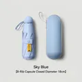 Compact sky blue capsule umbrella with UV protection and 18cm folded length - 8-Rib 5-Fold / Glasses Case Style / Light Blue