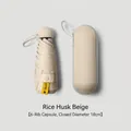 Compact beige capsule folding umbrella with 6 ribs and UPF50+ protection, 18cm diameter - 6-Rib 5-Fold Glasses Box Style / Macaron Series / Off White