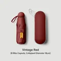 Compact 8-rib capsule umbrella in burgundy with UV protection and storage case - Capsule 5-Fold 8-Ribs (Wine Red)