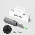 Ombrello pieghevole automatico rinforzato premium in grigio nebbia con manico ad anello - Ingrandito 12K 72 Stecche Grigio Nebbia / Set Scatola Regalo Completamente Automatico