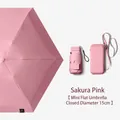 Cherry blossom pink mini flat umbrella, compact 15cm size when folded - 6-Rib 6-Fold Card Bag Style / Macaron Series / Sakura Pink