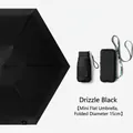 Wet Rain Black mini flat umbrella UV protection 15cm diameter closed - 6-Rib 6-Fold Card Bag Style / Macaron Series / Rain Black