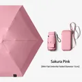 Compact cherry blossom pink UV protection mini flat umbrella with portable carry case - Six-fold Card Case Umbrella / 6 Ribs / Sakura Pink