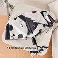 Parapluie manuel à trois plis avec motif panda pour enfants, pliable et protecteur - Style Manuel / Maison Panda