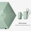 Ultra-compact mint green mini flat sun umbrella with UV protection and 15cm size. - Six-fold Card Case Umbrella / 6 Ribs / Mint Green