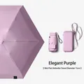 Compact lavender 6-fold capsule umbrella with UV protection and portable storage case - 6-Rib 6-Fold Card Bag Style / Macaron Series / Elegant Purple