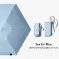 Compact Sea Salt Blue 5-fold UV protection sun umbrella with portable storage case - Six-fold Card Case Umbrella / 6 Ribs / Sea Salt Blue