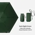 Dark Night Green mini 6-fold capsule sun umbrella with compact 15cm flat design - 6-Rib 6-Fold Card Bag Style / Macaron Series / Night Green
