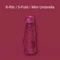 Compact burgundy 5-fold mini umbrella with 6-rib sturdy structure - 6-Rib 5-Fold Mini Capsule Umbrella / 6 Ribs (15cm) / Burgundy