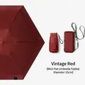 Compact 15cm mini flat sun umbrella in retro red with matching hard case - Six-fold Card Case Umbrella / 6 Ribs / Retro Red