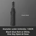 Classic black 130cm large automatic folding umbrella with protective black glue coating - Extra Large X-Series / 10-Rib Full Automatic (Diameter 130CM) / Classic Black