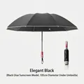 Elegant black automatic reverse folding umbrella with sun protection coating, 105cm - 10-Rib Large Automatic Inverted Reflective Umbrella (Mechanical Explosion-Proof) / Black Glue Sun Protection / Under Umbrella Diameter 105cm / Black