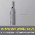 Large automatic grey folding umbrella for 2-3 people with 130cm diameter and sun protection - Extra Large X-Series / 10-Rib Full Automatic (Diameter 130CM) / Gray