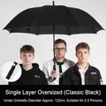 Grande ombrello dritto nero classico antivento per 2-3 persone, diametro della calotta 123 cm - 8 Stecche Stile Pongee / Manico Dritto Extra Grande-Nero