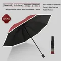 Manual foldable umbrella in dark red with sun protection and reflective edge. - 8-Rib Manual / Burgundy