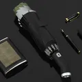 Premium automatische opvouwbare paraplu met LED-zaklamp handvat in elegant zwart - Volautomatische Omgekeerde Paraplu (Standaard) / LED Licht/Reflecterend/10 Baleinen / Bosgroen