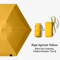 Compact 15cm mini flat umbrella in mature apricot yellow with portable storage case. - Card Bag Series / 15cm Flat 6-Fold / Apricot Yellow