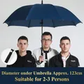Grande ombrello automatico blu scuro, diametro 123cm, adatto per 2-3 persone. - 8 Stecche Stile Pongee / Manico Dritto Extra Grande-Blu Marino