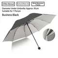 Compact business black 8-rib manual folding umbrella with 95cm diameter for sun and rain - 8-Rib Manual Silver Glue Style / Black