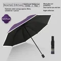 Deep purple reflective folding umbrella with UV protection and rain-shine dual use, 98cm. - 8-Rib Manual Reinforced Style / Purple