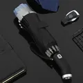 Automatische opvouwbare paraplu met zaklamp en reflecterende strip in zwart en blauw - Volautomatische Omgekeerde Paraplu (Standaard) / LED Licht/Reflecterend/10 Baleinen / Rookblauw