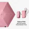 Compact 15cm mini flat umbrella in sakura pink with carrying case - Card Bag Series / 15cm Flat 6-Fold / Sakura Pink