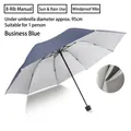 Navy blue manual folding umbrella with 8 wind-resistant ribs for sun and rain use - 8-Rib Manual Silver Glue Style / Navy Blue