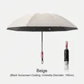 Automatic mechanical reverse folding beige umbrella with sunshade coating 105cm - 10-Rib Large Automatic Inverted Reflective Umbrella (Mechanical Explosion-Proof) / Black Glue Sun Protection / Under Umbrella Diameter 105cm / Beige