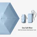 Portable compact sea salt blue mini umbrella set with a matching protective carry case - Card Bag Series / 15cm Flat 6-Fold / Sea Salt Blue