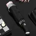 Premium zwarte automatische opvouwbare paraplu met ingebouwde LED-zaklamp en handvat - Volautomatische Omgekeerde Paraplu (Standaard) / LED Licht/Reflecterend/10 Baleinen / Lichtroze