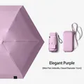 Elegant purple mini flat folding sun umbrella with a matching portable storage case - Card Bag Series / 15cm Flat 6-Fold / Elegant Purple