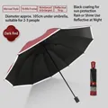 Dark red manual foldable umbrella with 105cm diameter and reflective edge for safety - 10-Rib Manual / Burgundy