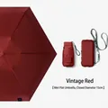 Mini flat sun and rain umbrella in antique red, 15cm ultra-compact folded diameter. - Card Bag Series / 15cm Flat 6-Fold / Retro Red