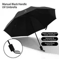 Black manual folding umbrella with 95cm diameter providing UV sun and rain protection - Manual 8-Bone Regular UV / Black