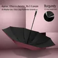 Large wine red automatic long handle umbrella with black vinyl sun protection coating - Luxury Style / Burgundy